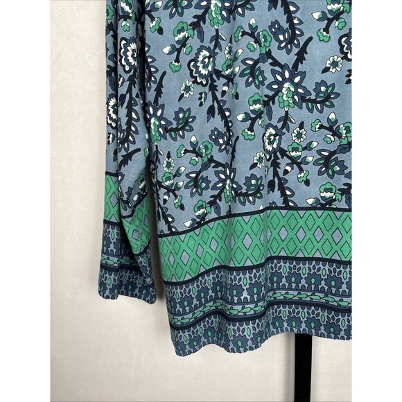 Vermont Country Store Floral Tunic Women's XL Blue Green Peasant Top Boho Artsy - Picture 7 of 10